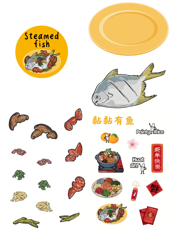 Hot Pot | Yu Sheng | Steamed Fish Stickerpack – Pointy Rice